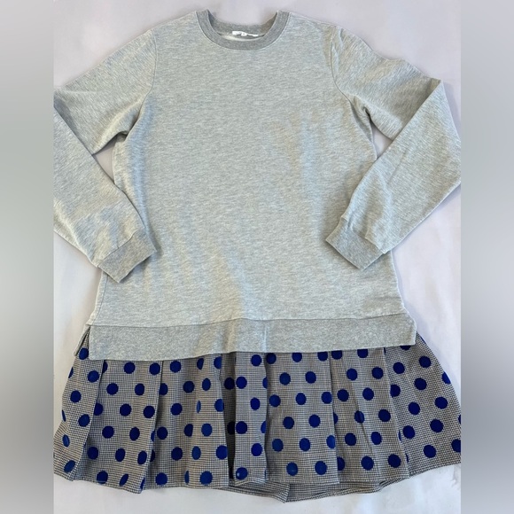 Clu Too Sweater Dress Large Gray Mixed Media Layered Pleated Long Sleeve Women’s - Picture 4 of 9